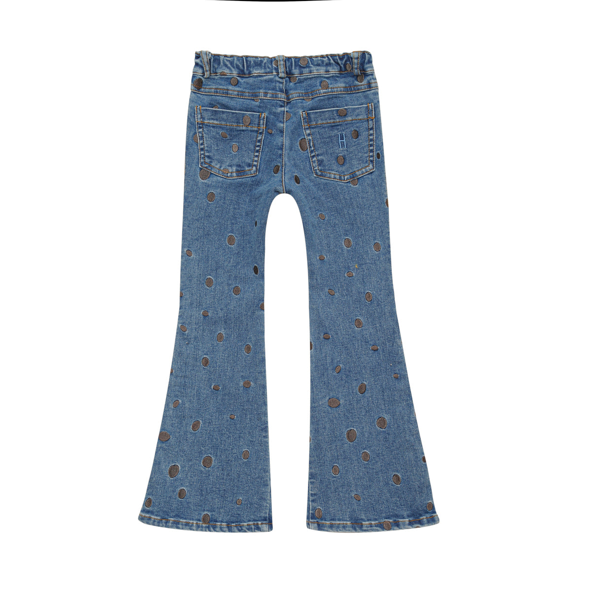 5 Pocket Flared Bailey Light Blue Denim with dots Jeans Little Hedonist